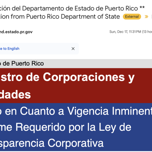 Notice Regarding the Corporate Transparency Act